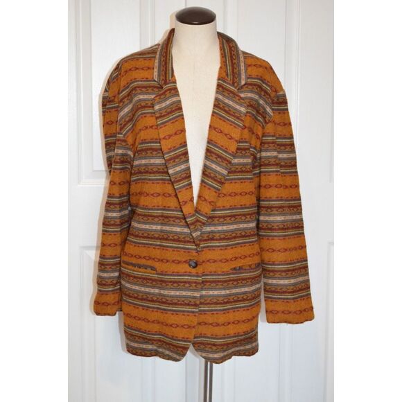 Jackets & Blazers - GSL‎ Vintage Blazer Women's M Southwestern Aztec Wool Blend USA